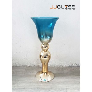 BLUE-GOLD-H1379-62YPB - BLUE Handmade Colour Vase